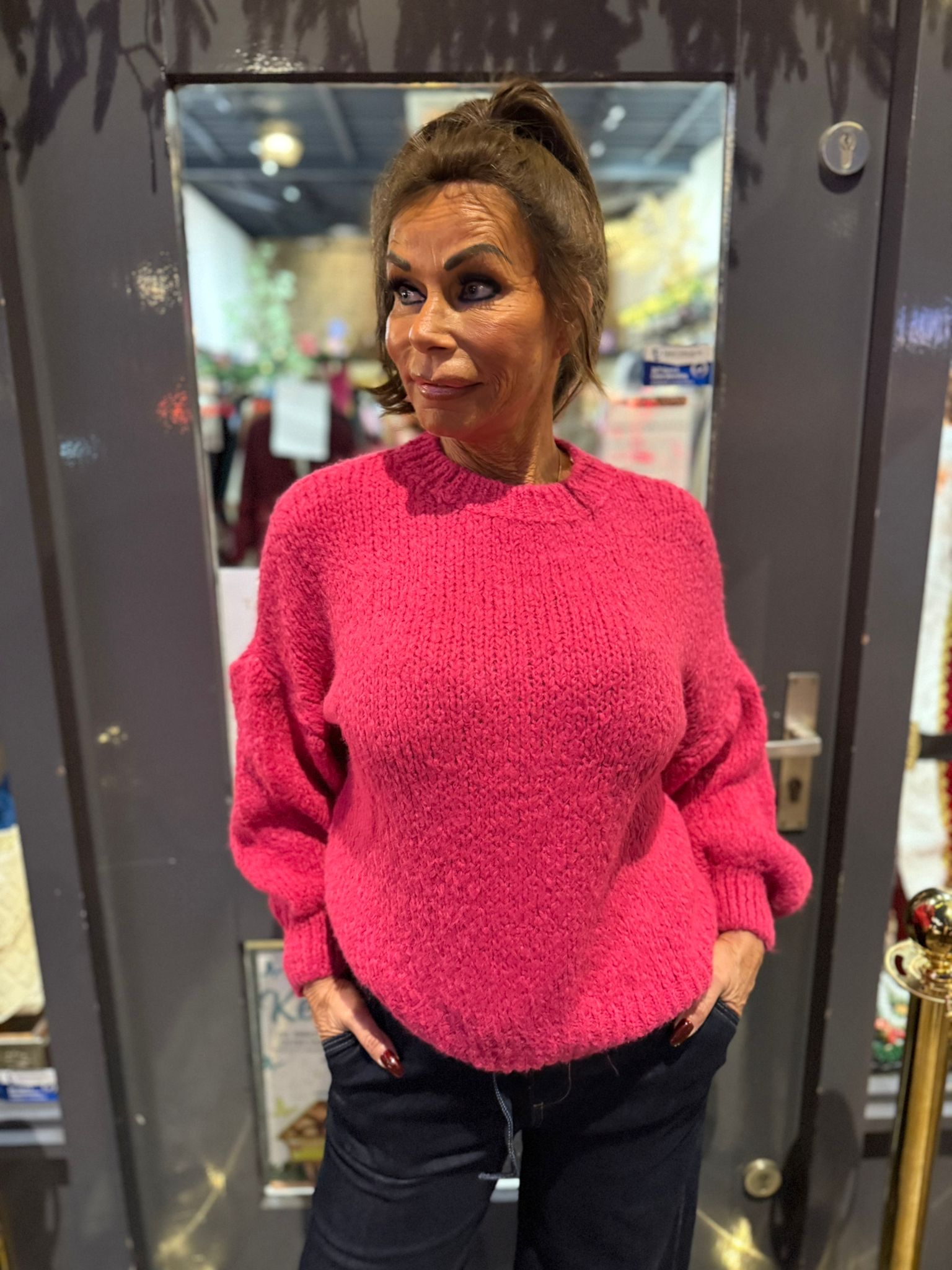 Gebreide trui "Knitted" fuchsia