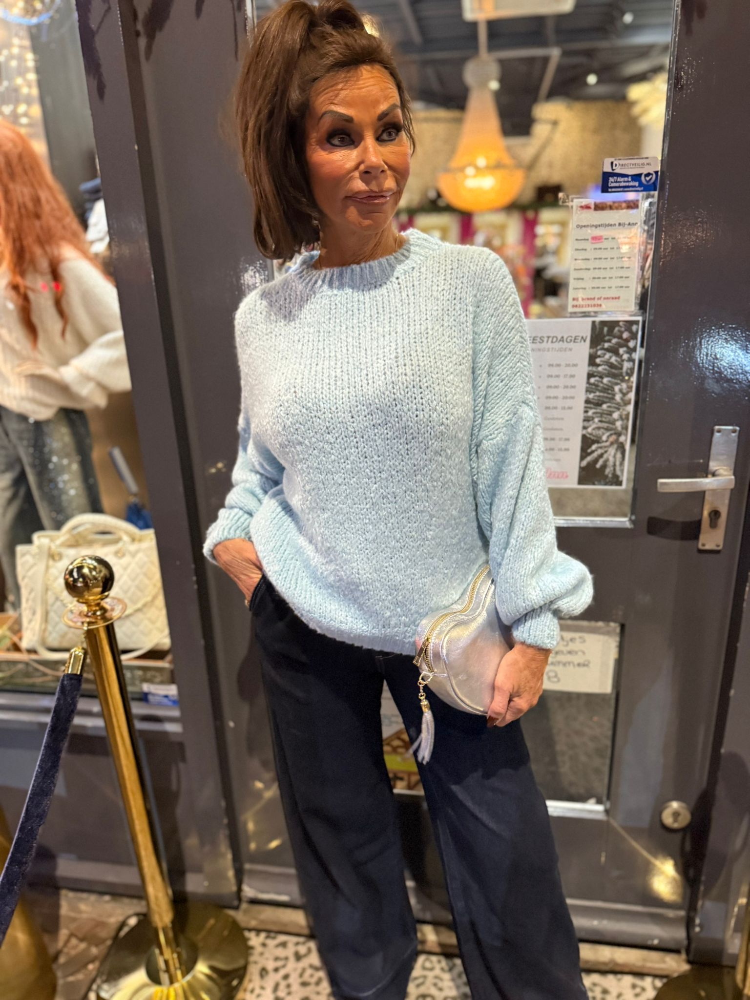 Gebreide trui "Knitted" lichtblauw