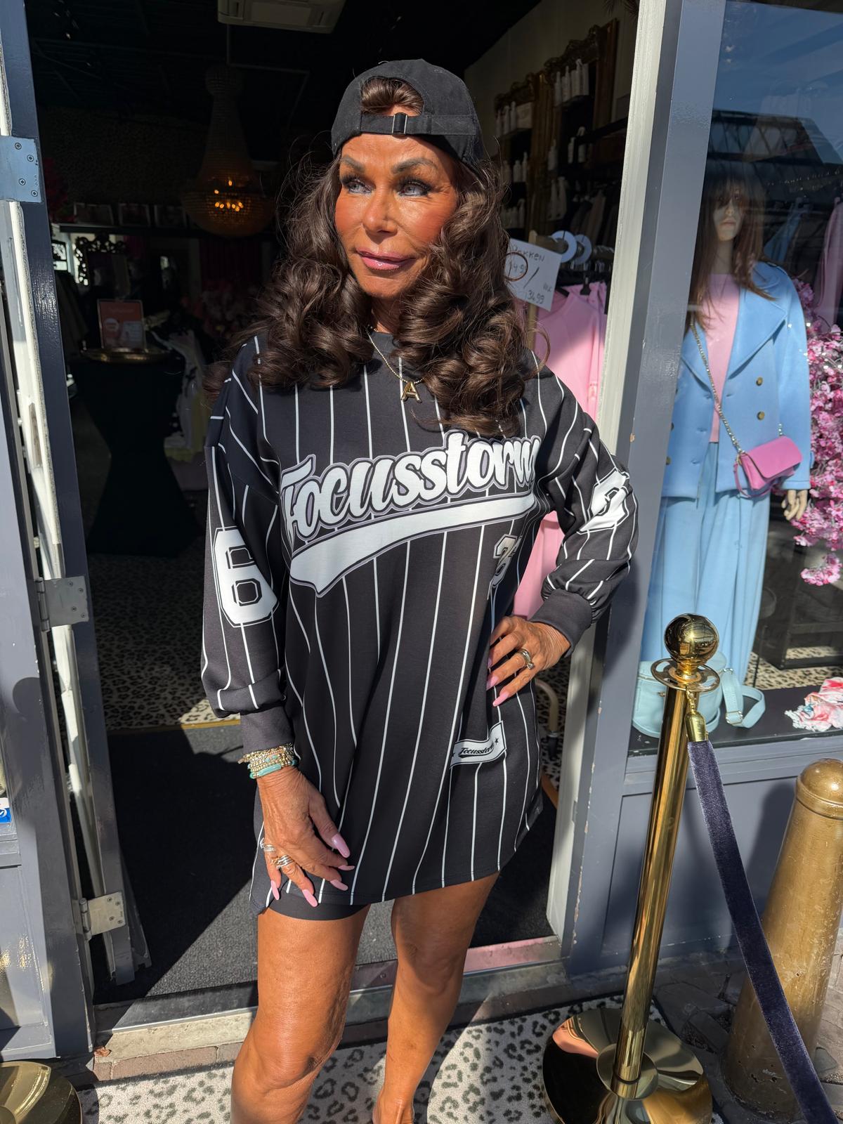 Baseball jersey "Focus" zwart