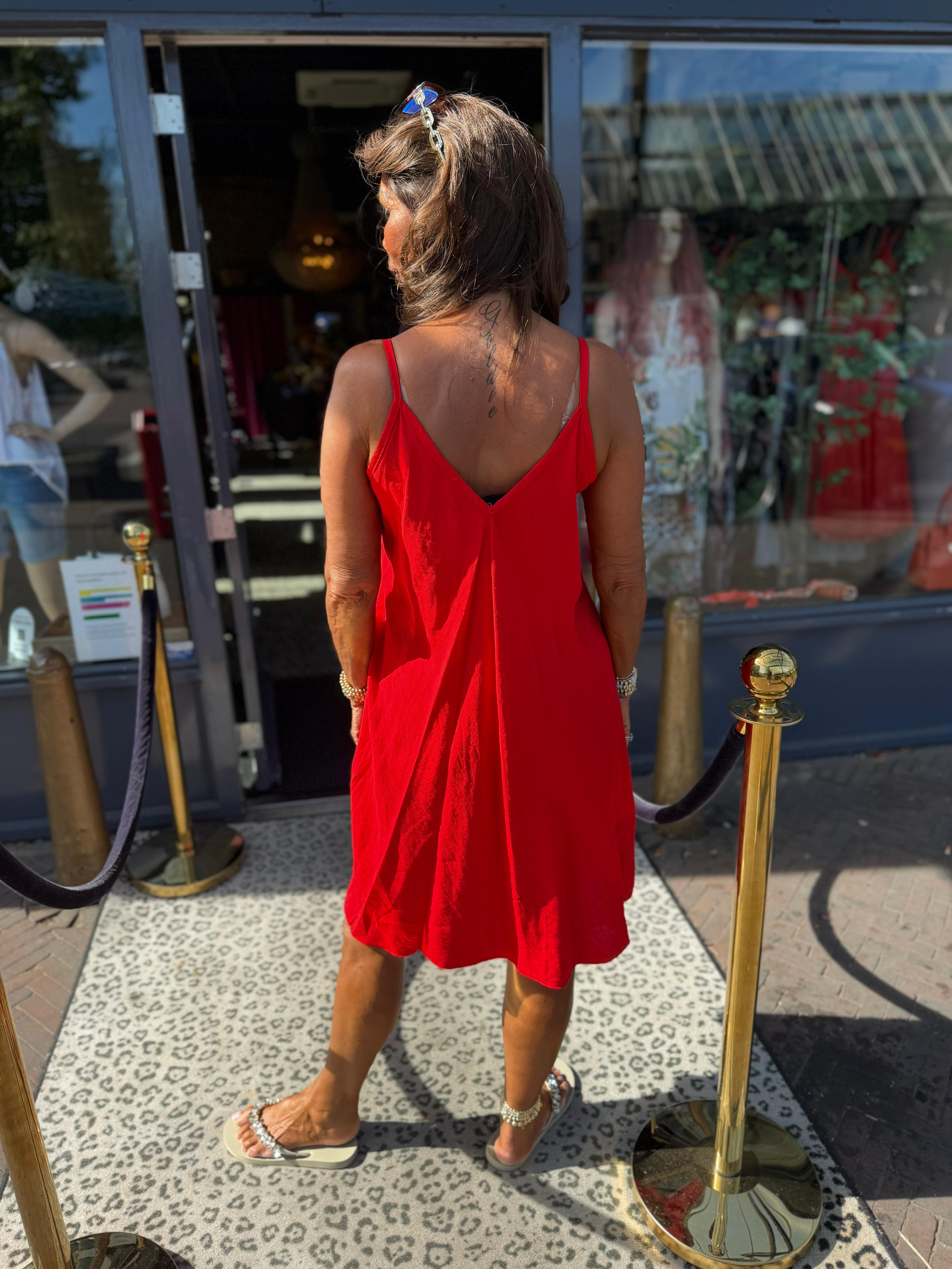 Korte jurk ruches "angels" rood