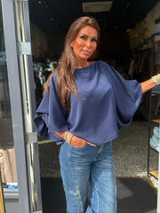Blouse pofmouwen "Indie" Blauw