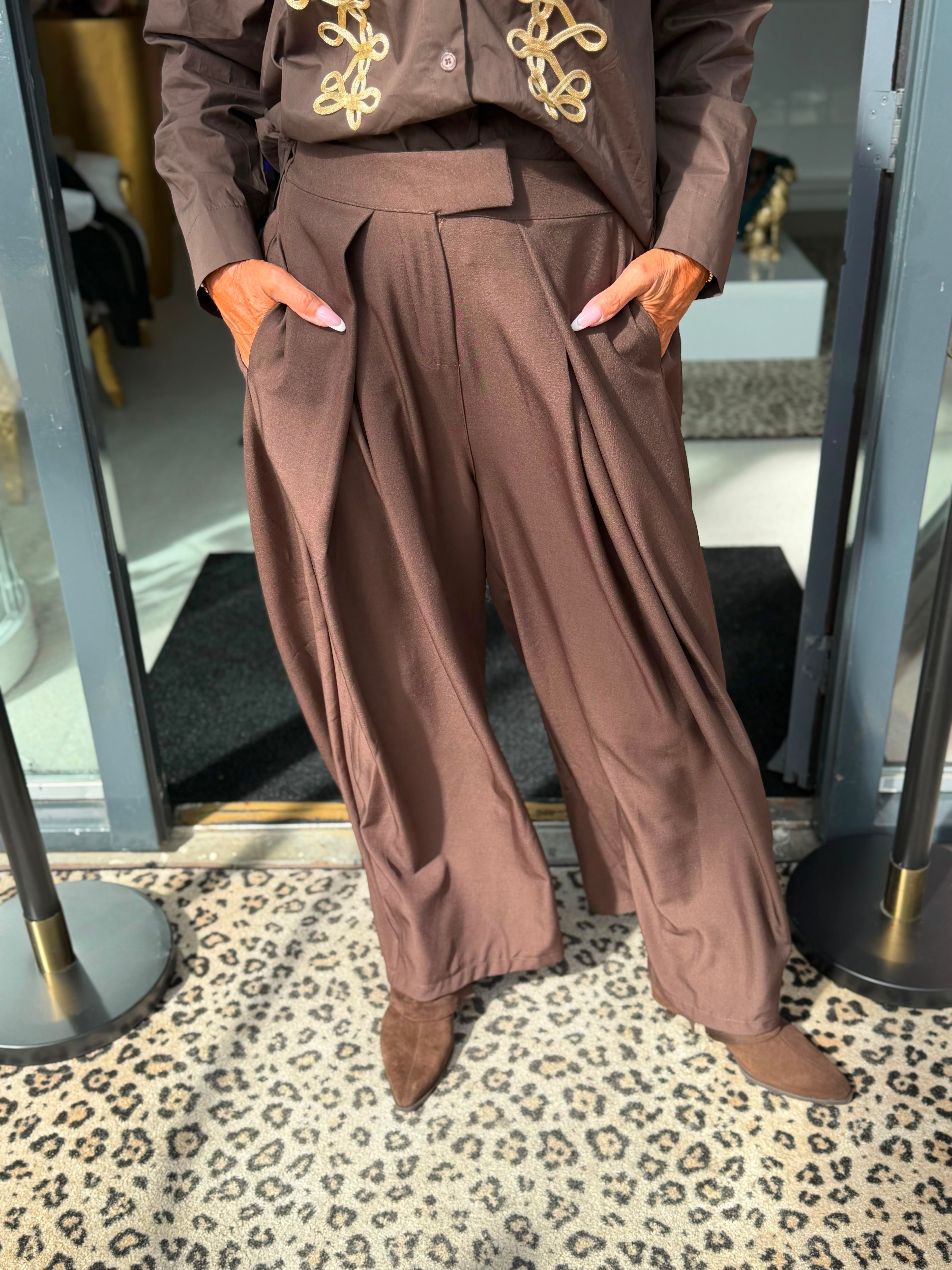 Wijde broek "Mies" bruin