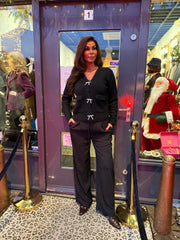 Trui met strass strik zwart