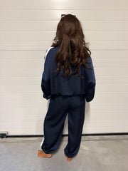 Tweedelig pak streep "shine" blauw