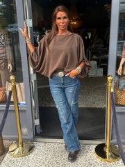 Blouse pofmouwen "Indie" Bruin