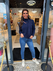 Top v-hals sjaal "Gina" blauw