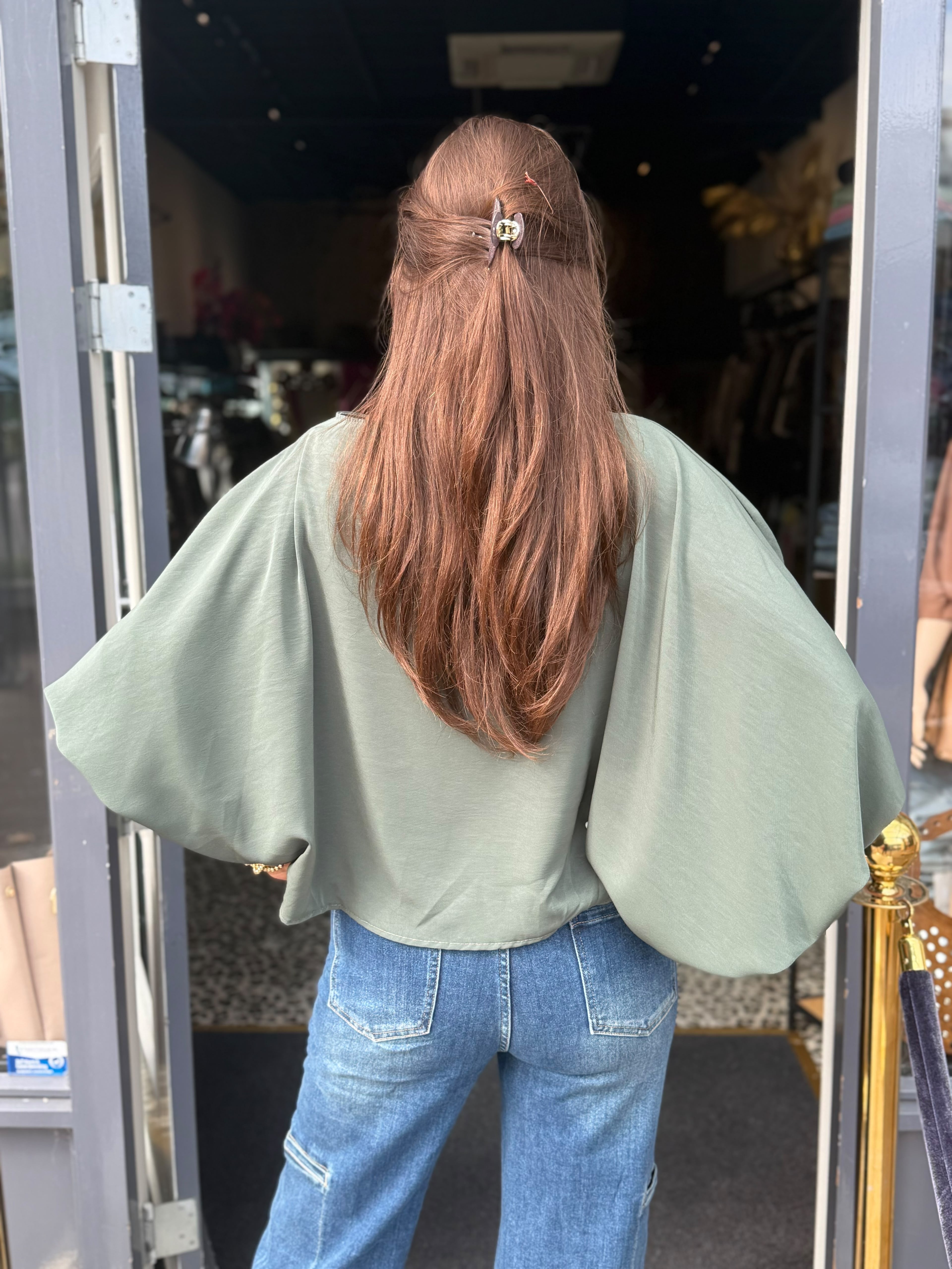 Blouse pofmouwen "Indie" Groen