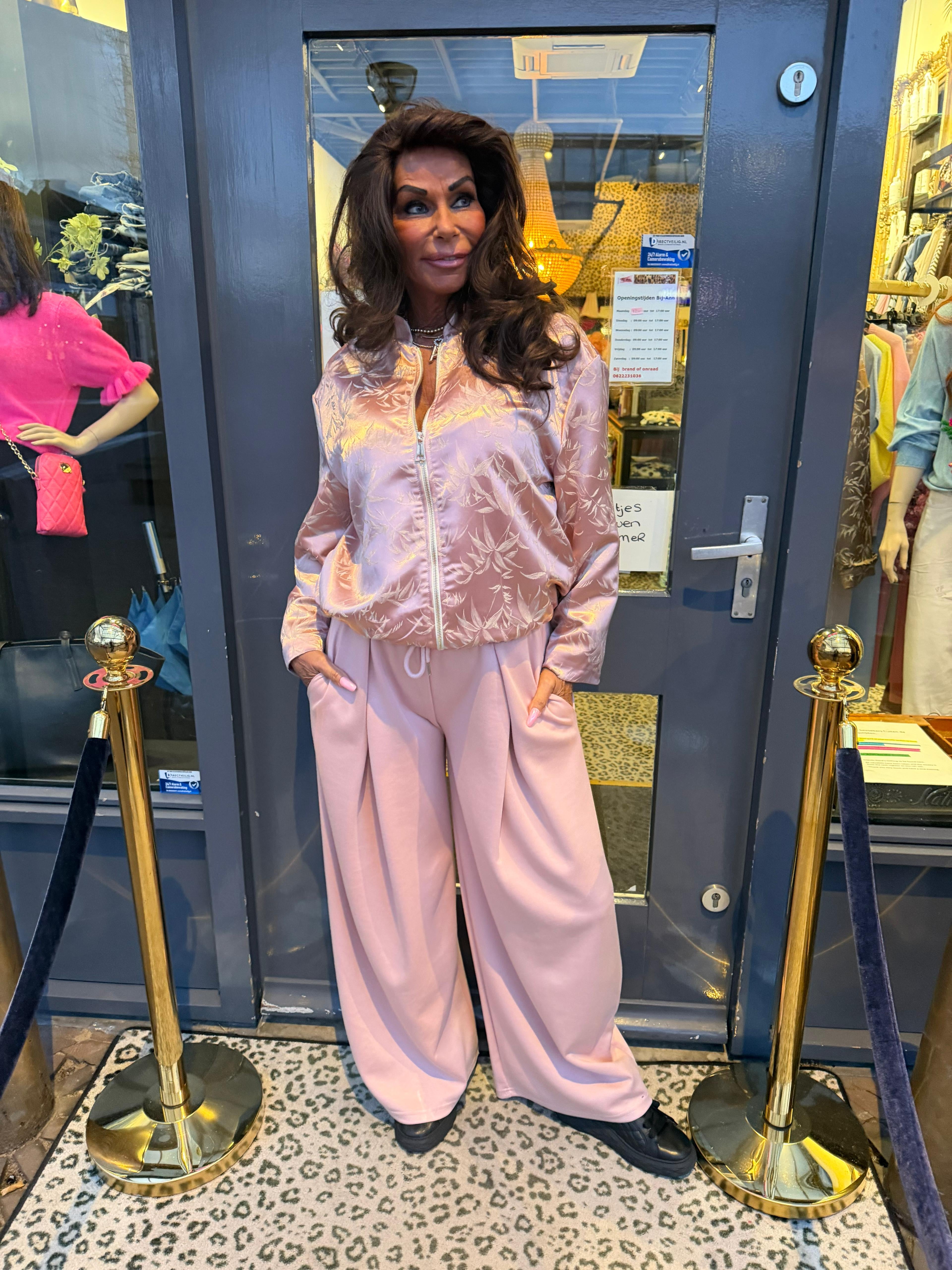 Bomberjasje satijn "Palm" poederroze