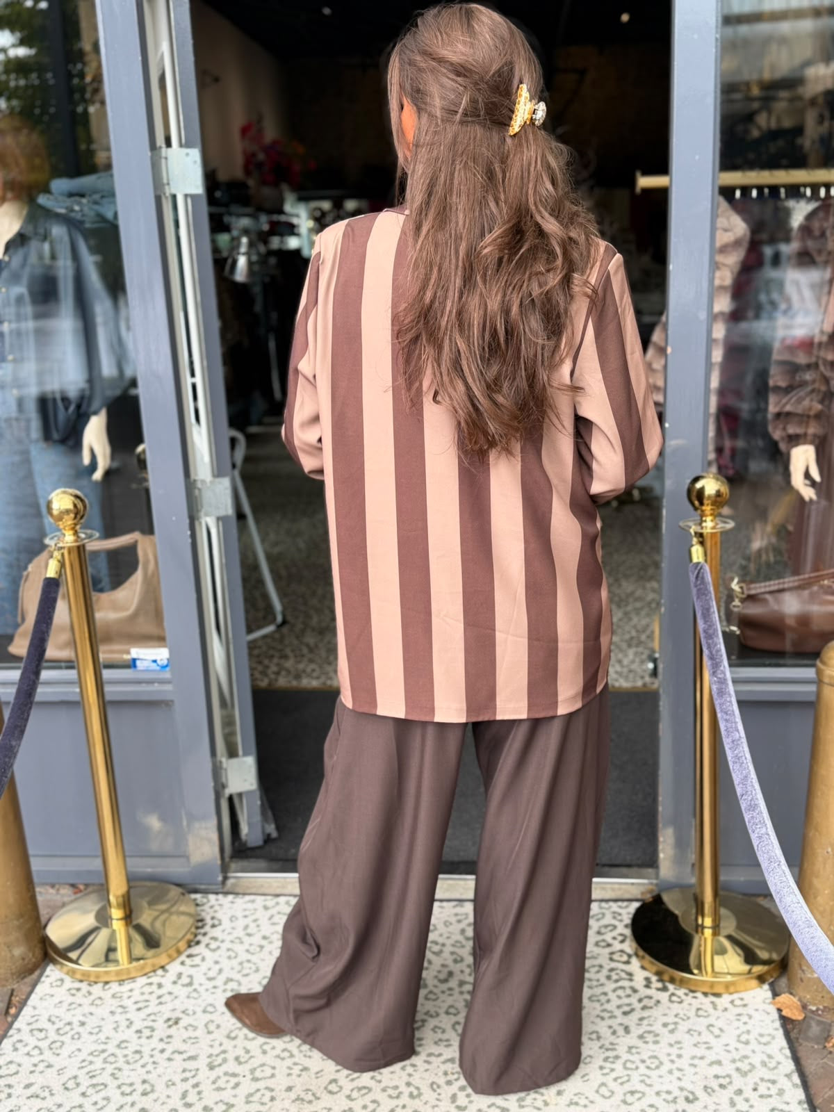 Blazer streep " Exclusief" bruin