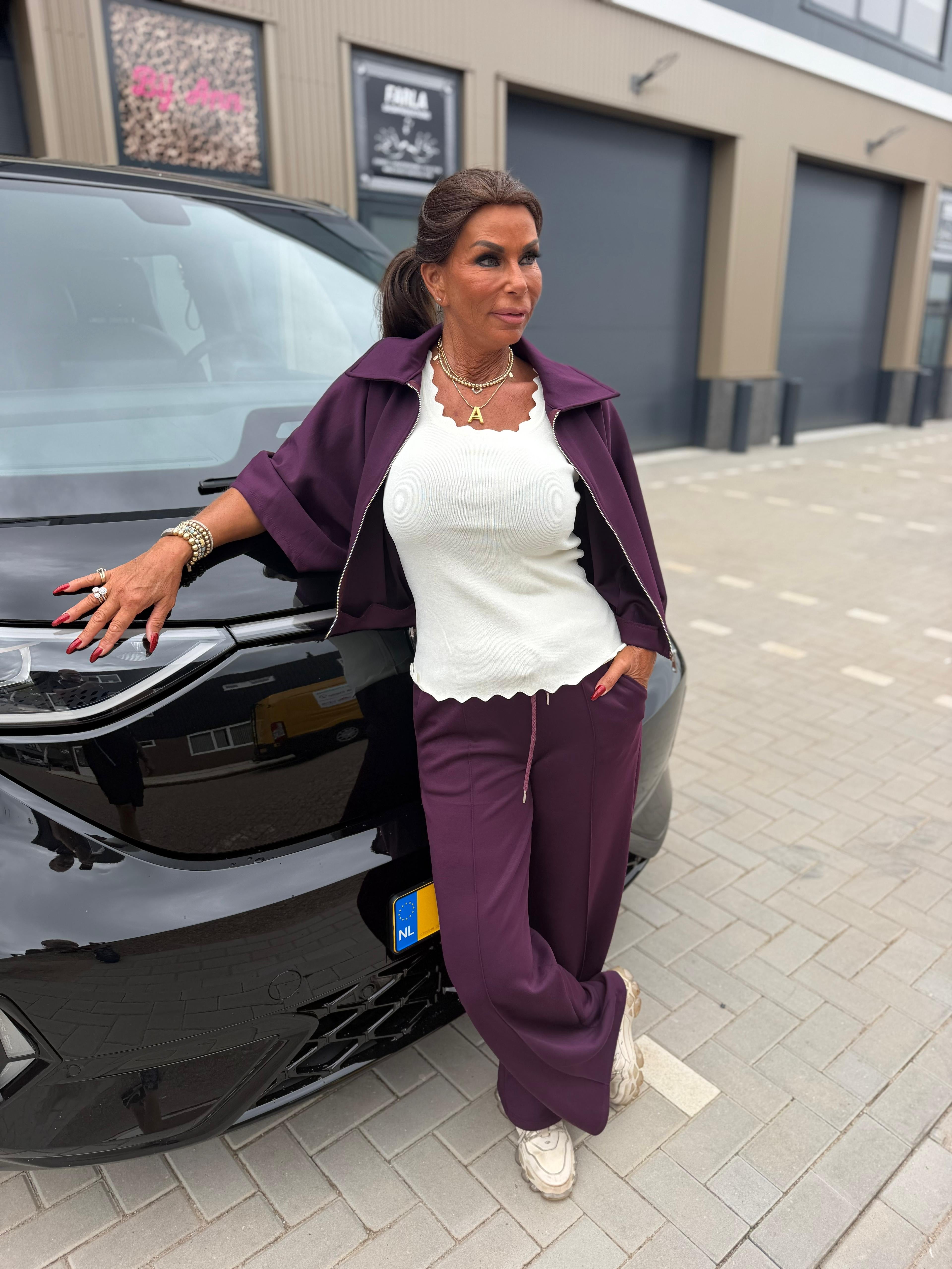 2 delig joggingpak "Dayen" Aubergine