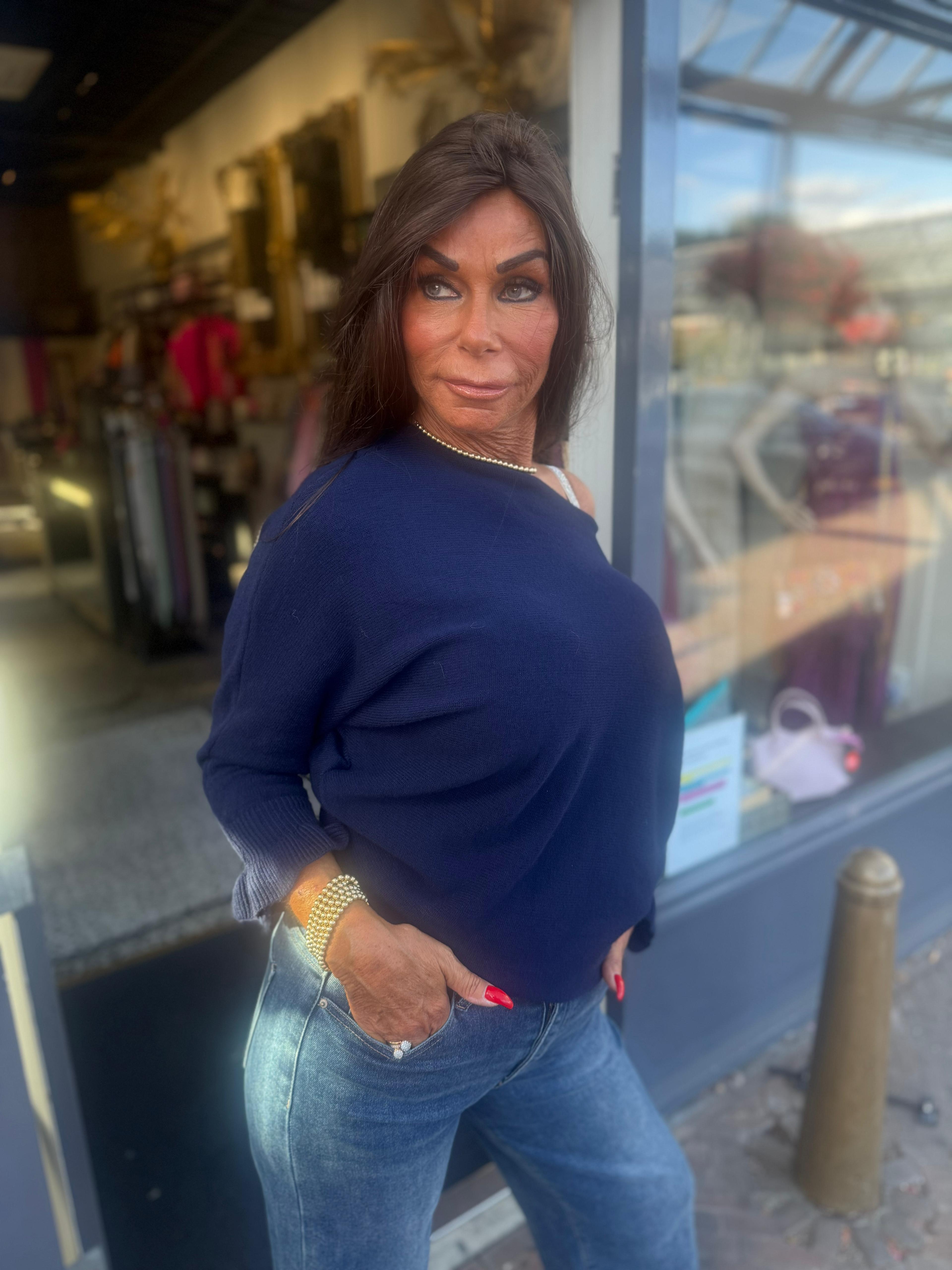 Ruffle top basic Donkerblauw