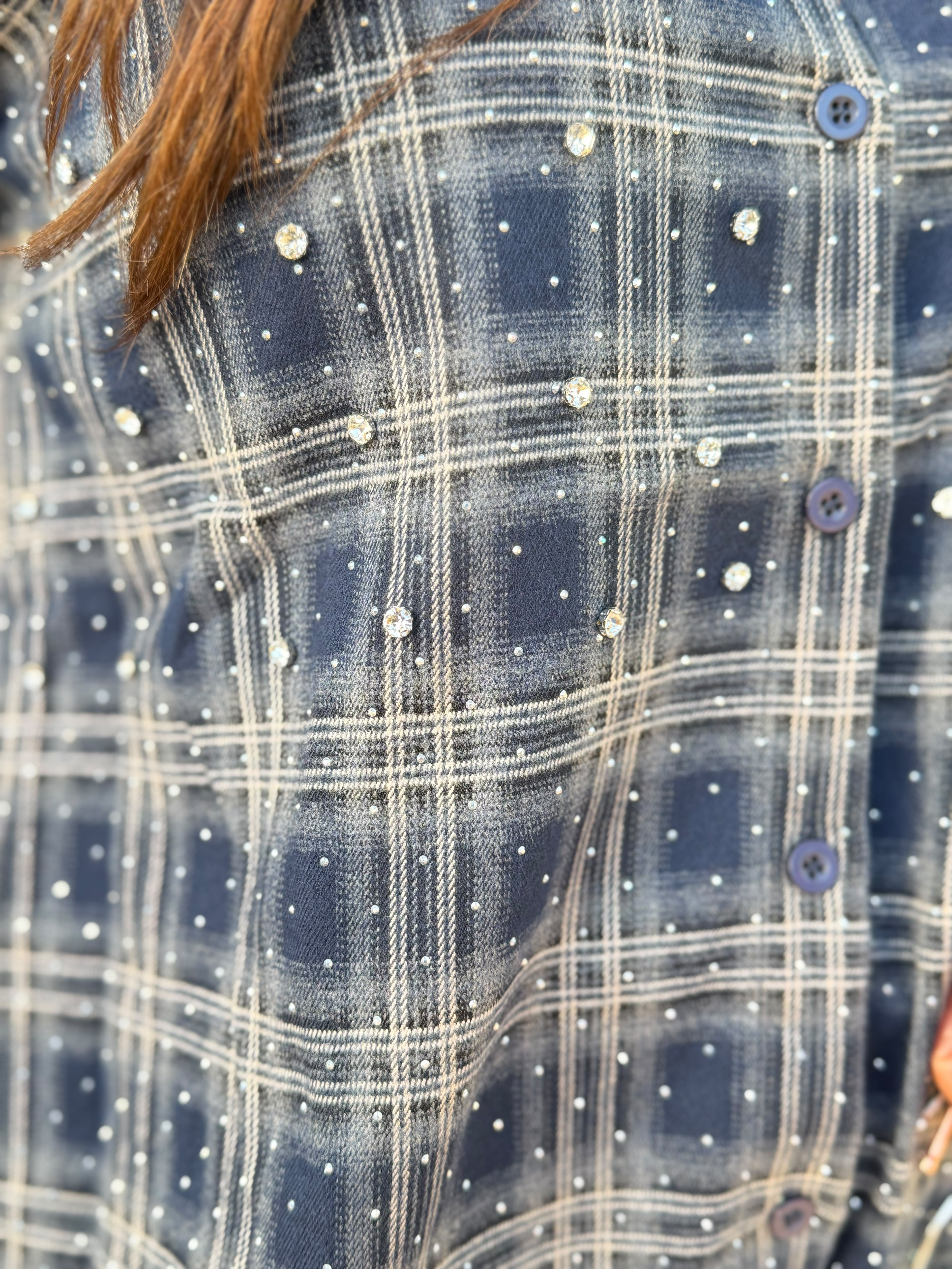 Blouse "Jenna" bling donkerblauw