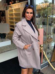 Half lange Trenchcoat "plooi" taupe
