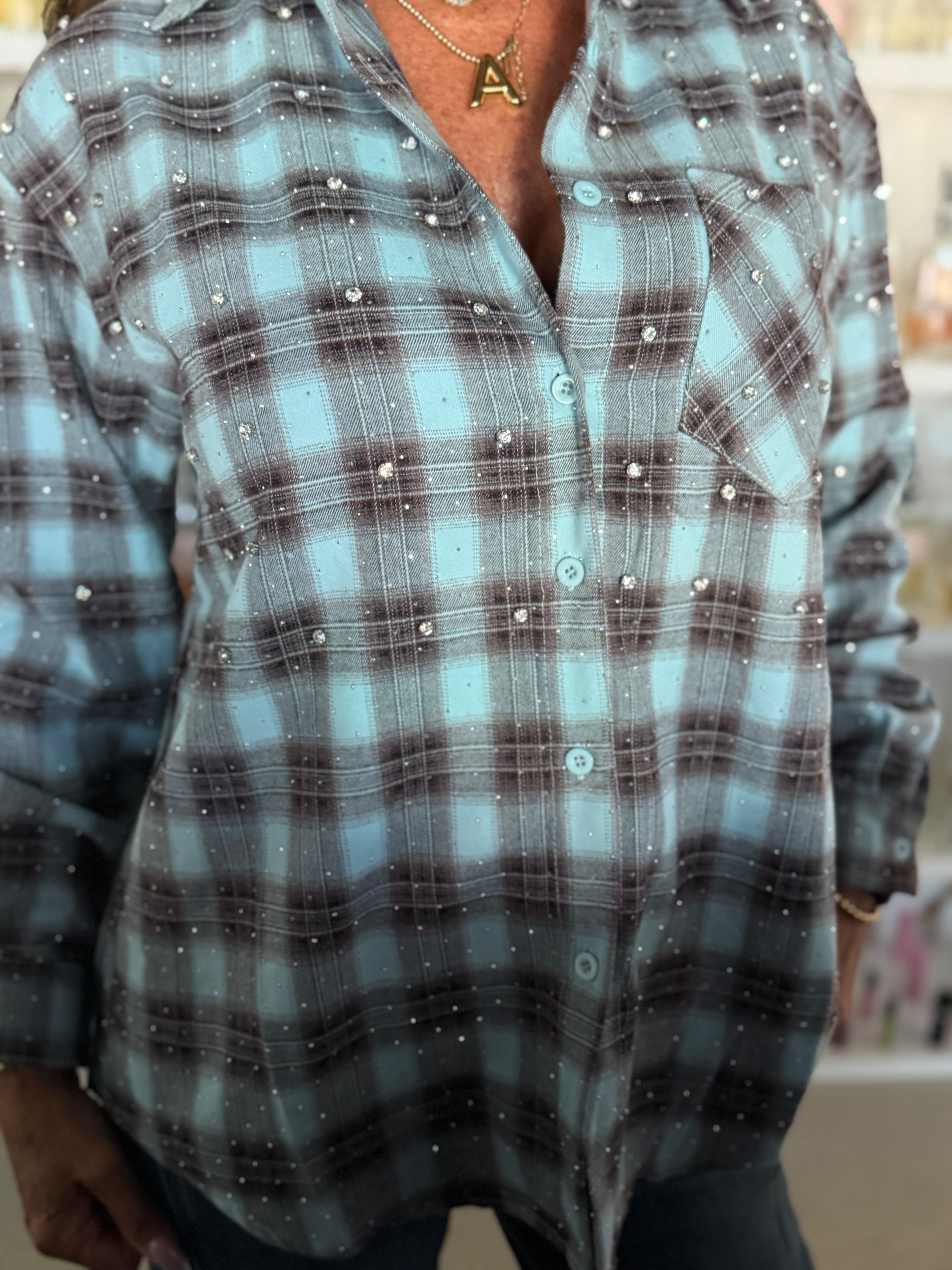 Blouse "Jenna" bling lichtblauw