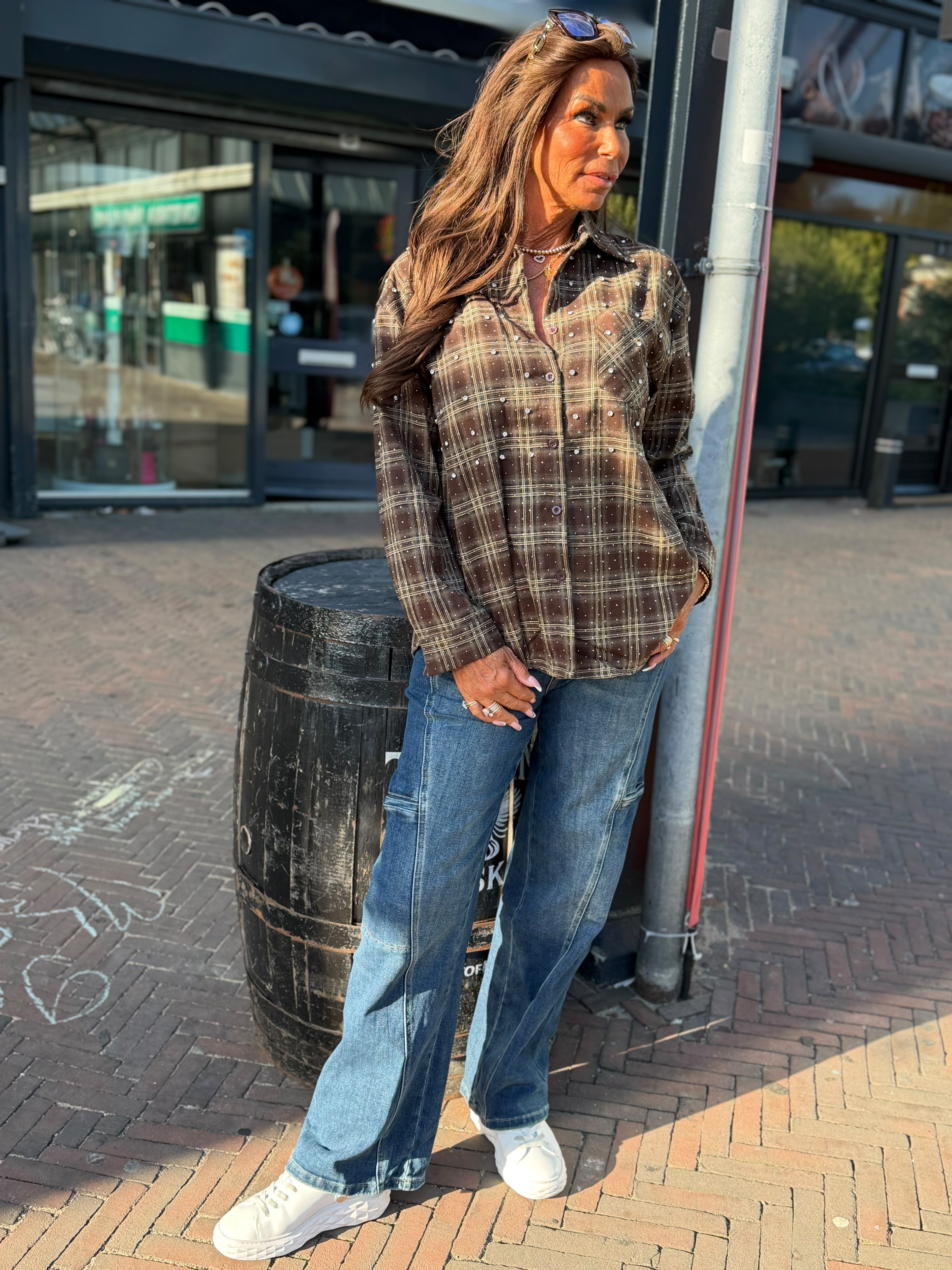 Blouse "Jenna" bling bruin