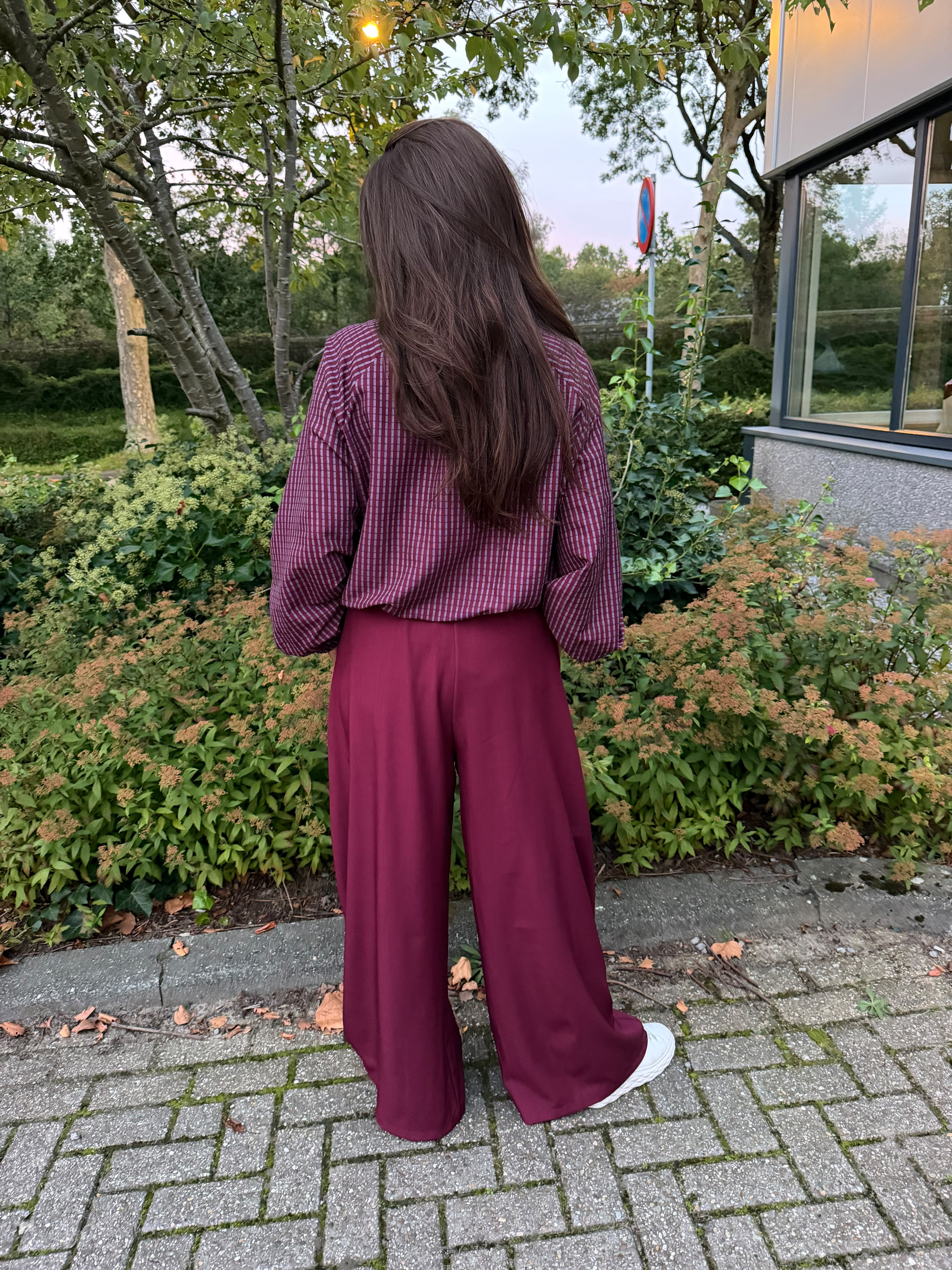Wijde broek "Mies" bordeaux