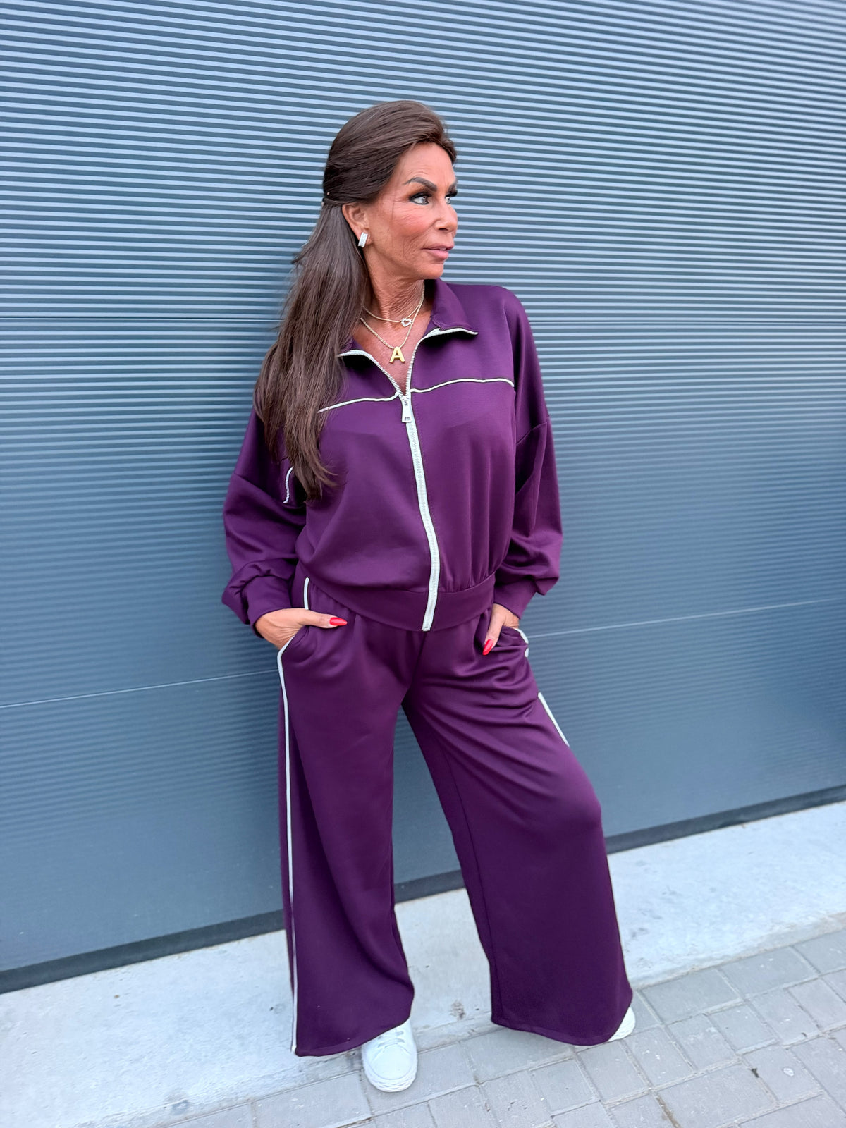 2 delig comfyset Shimmer aubergine