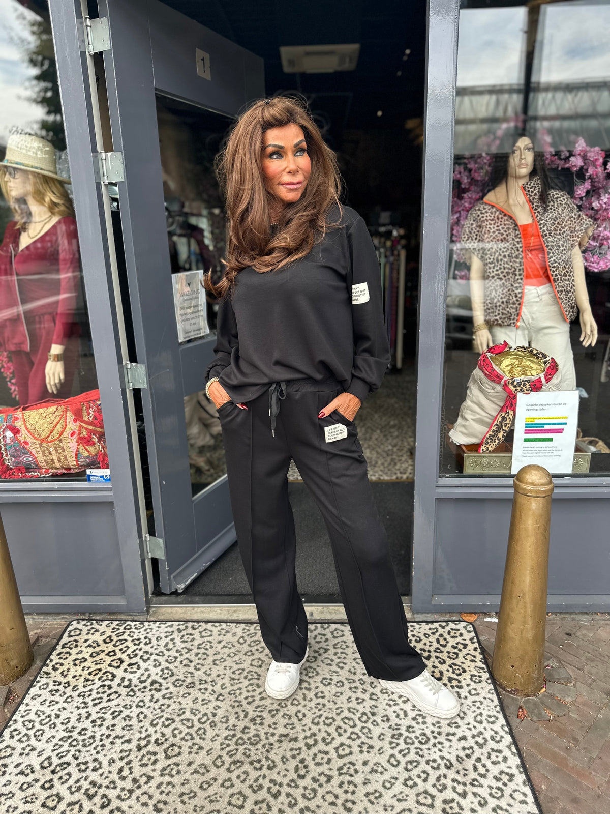 Tweedelig pak “Life” applicatie zwart