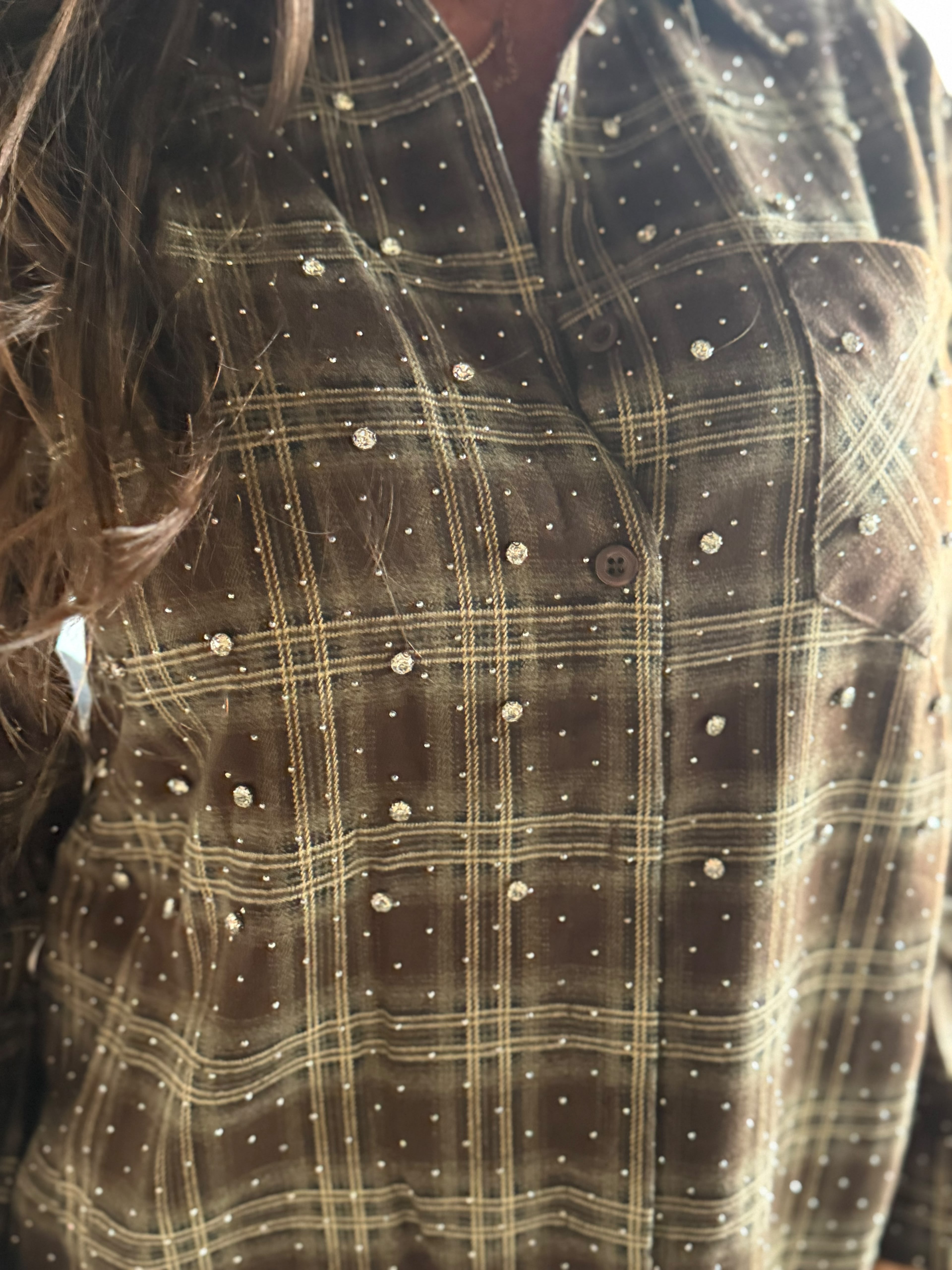 Blouse "Jenna" bling bruin