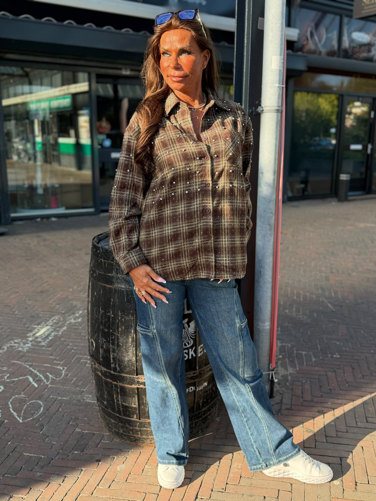 Blouse "Jenna" bling bruin