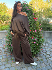 2 delig comfyset offshoulder donkerbruin