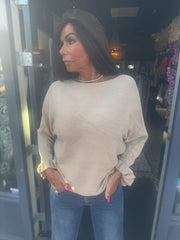 Ruffle top basic Beige