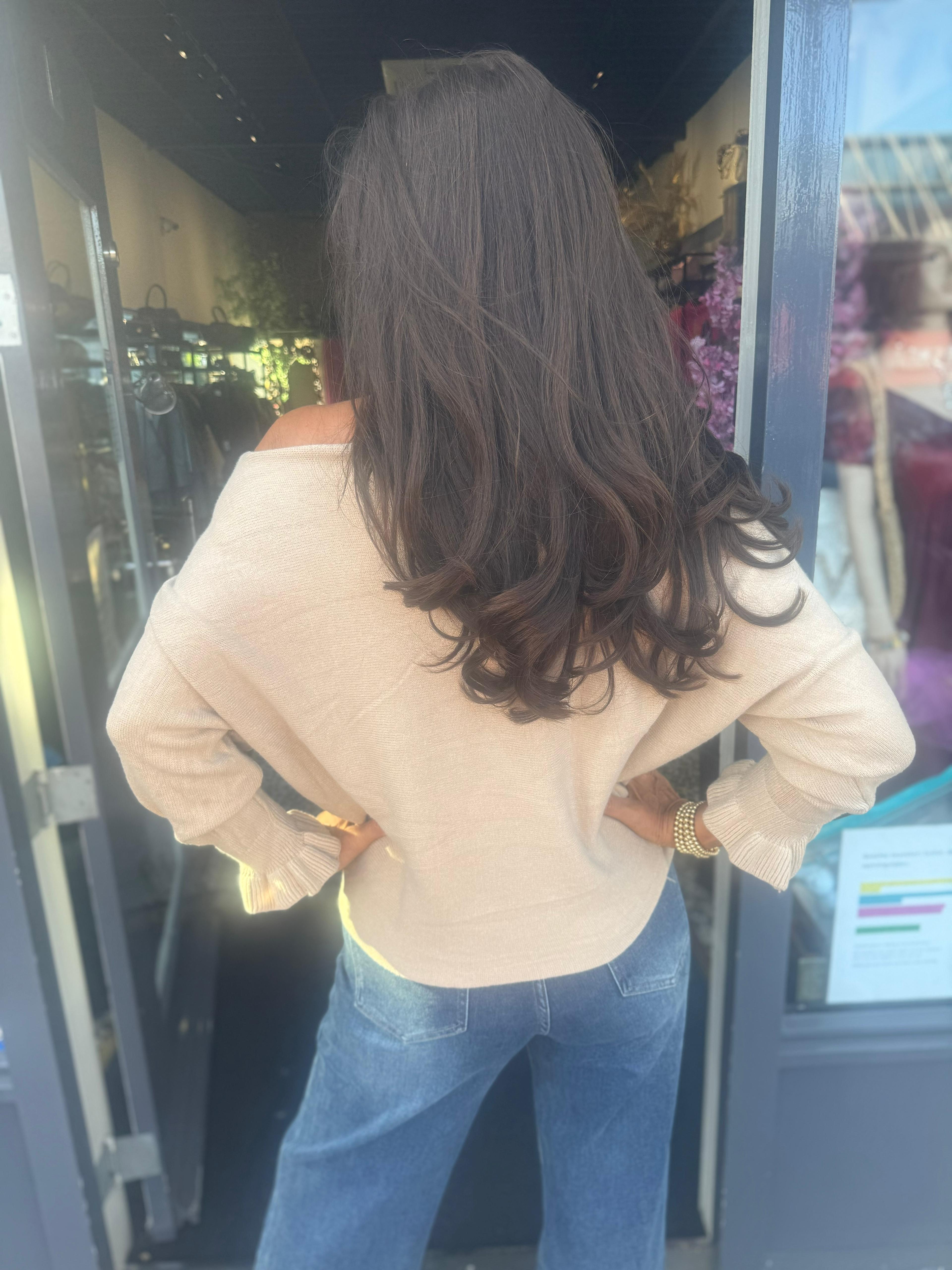 Ruffle top basic Beige