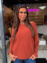 Ruffle top "Noa" brique