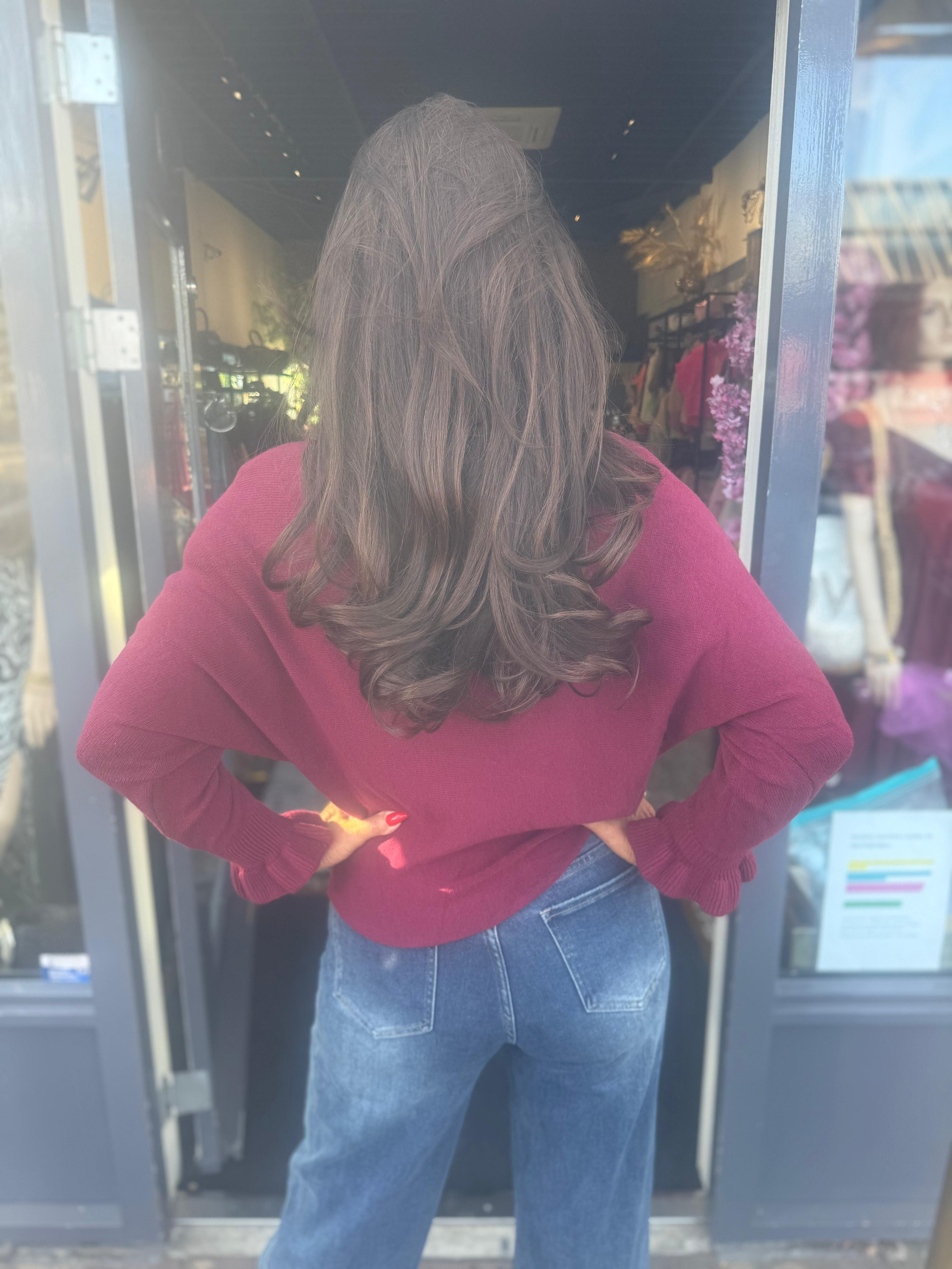 Ruffle top basic Bordeaux