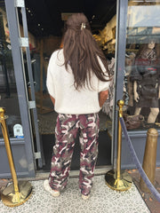 Camo pants bordeaux / beige
