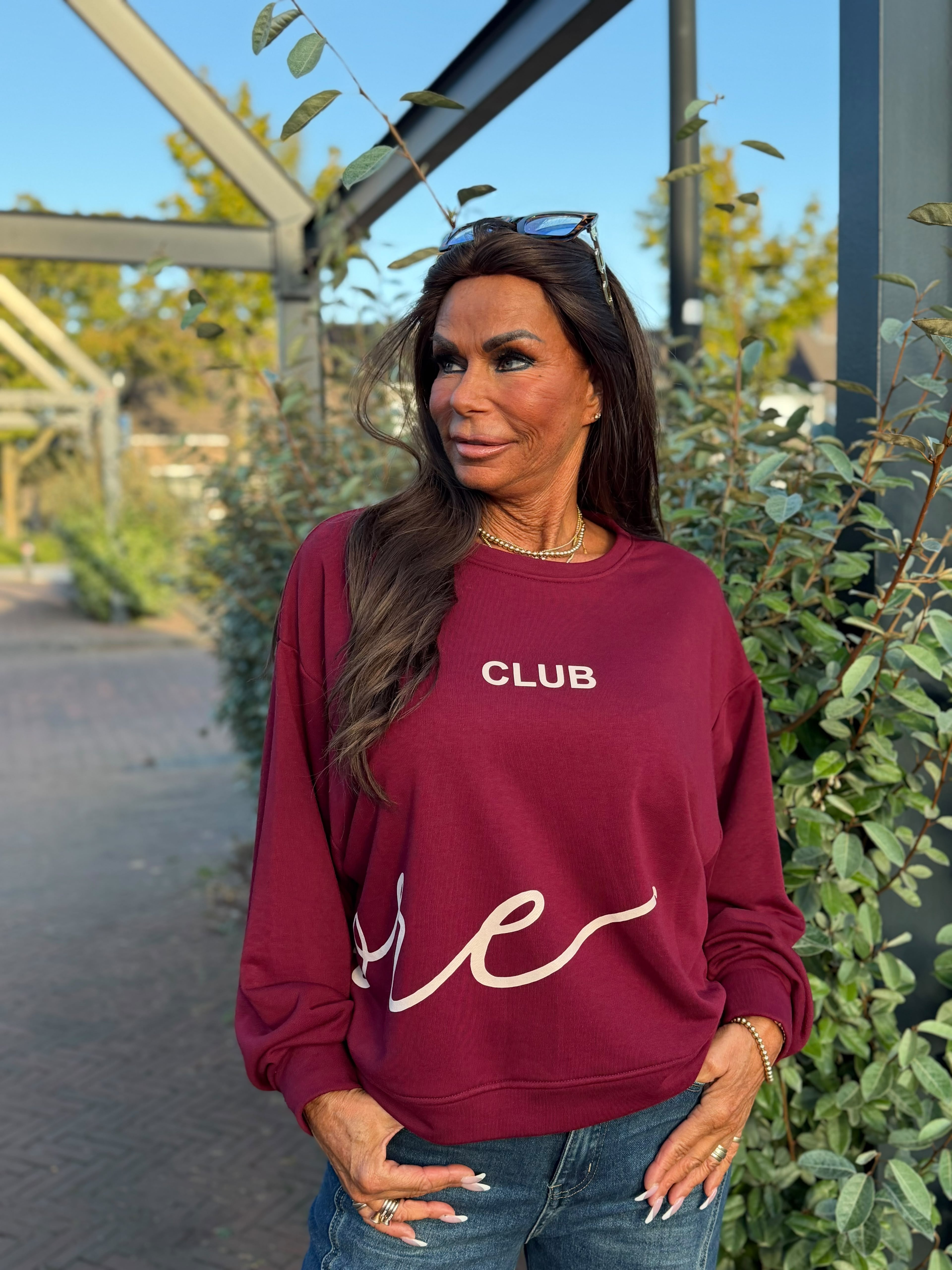 Trui "Amore" Bordeaux / Beige