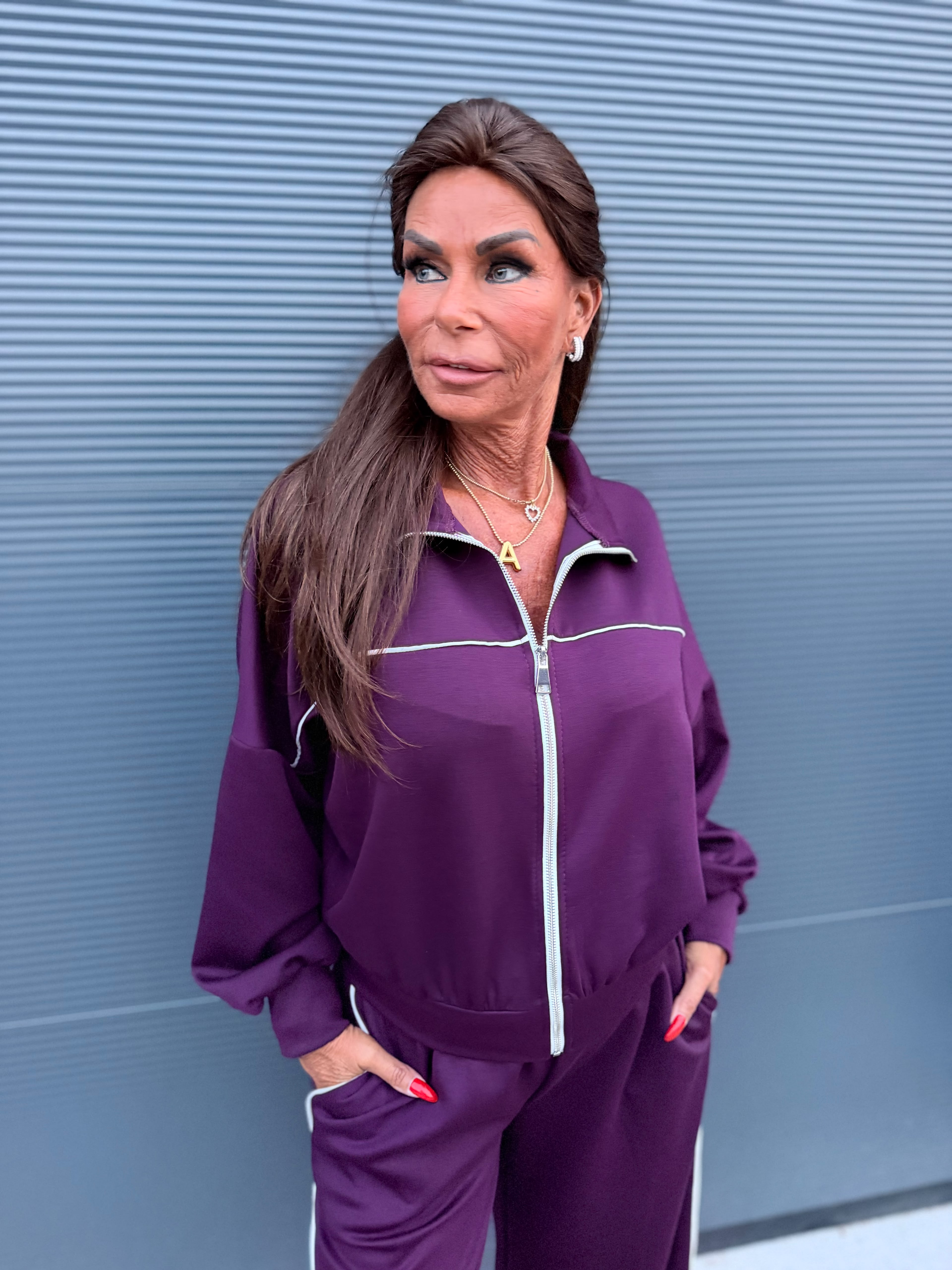 2 delig comfyset Shimmer aubergine