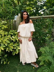 2 delig set lange rok en top "Lina" Ecru