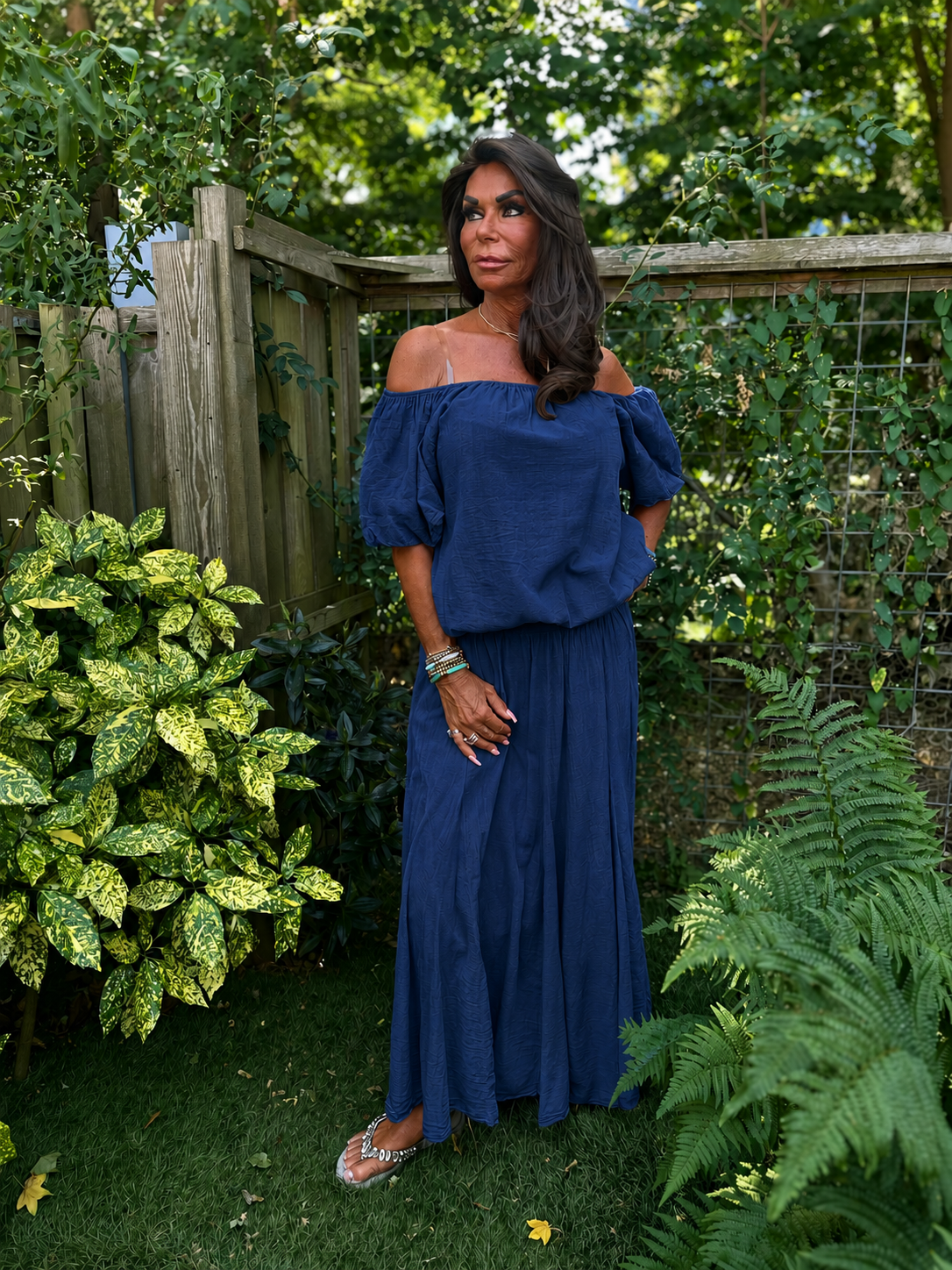 2 delig set lange rok en top "Lina" Donkerblauw