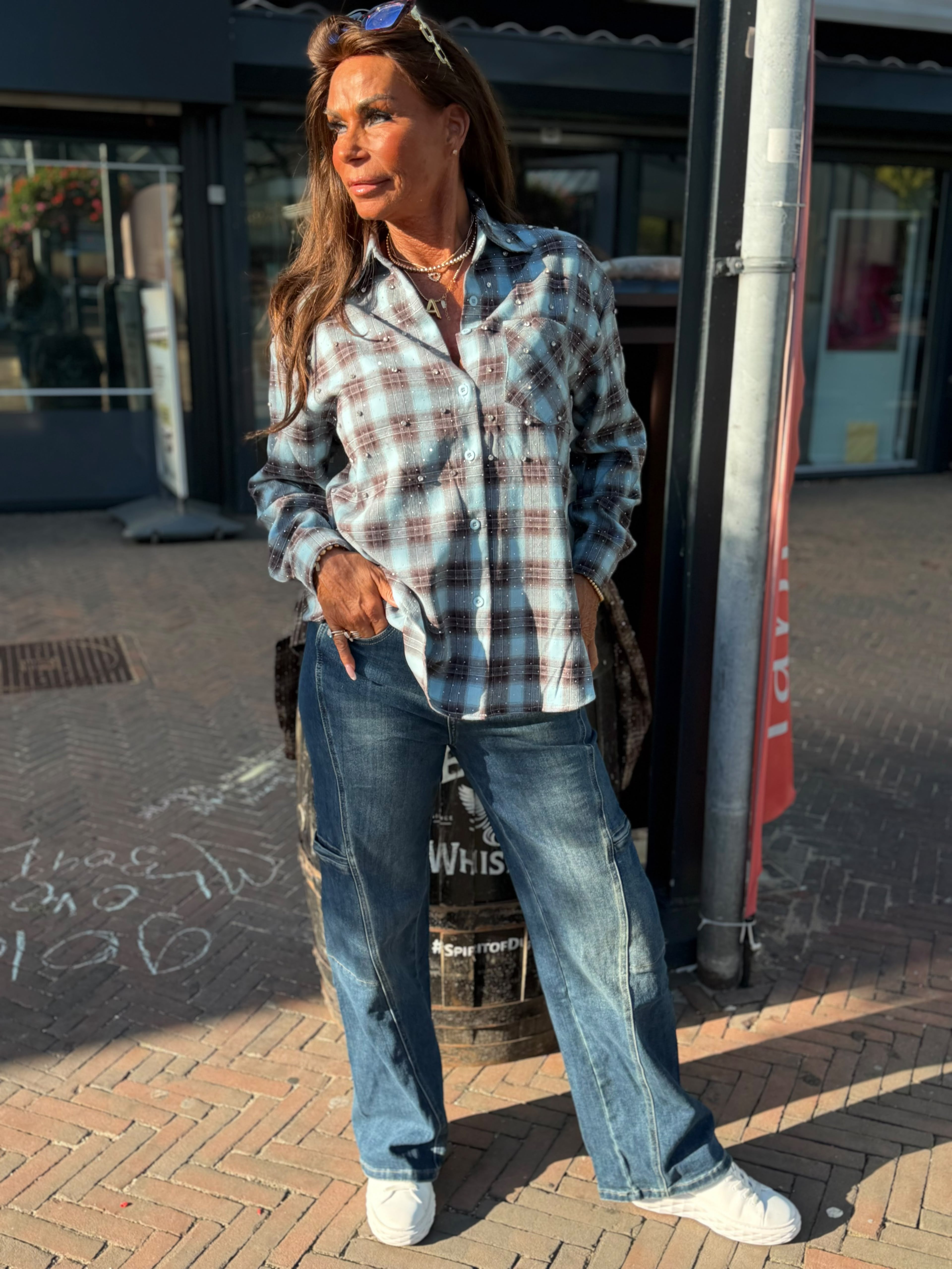 Blouse "Jenna" bling lichtblauw