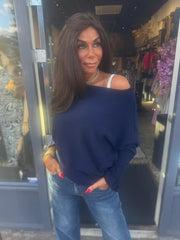 Ruffle top basic Donkerblauw