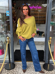Ruffle top "Noa" appelgroen