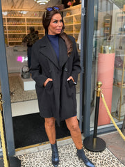Half lange Trenchcoat "plooi" zwart