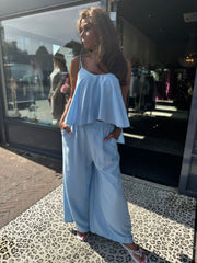 2 delig set “Palma” licht blauw