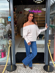 Ruffle top "Noa" beige