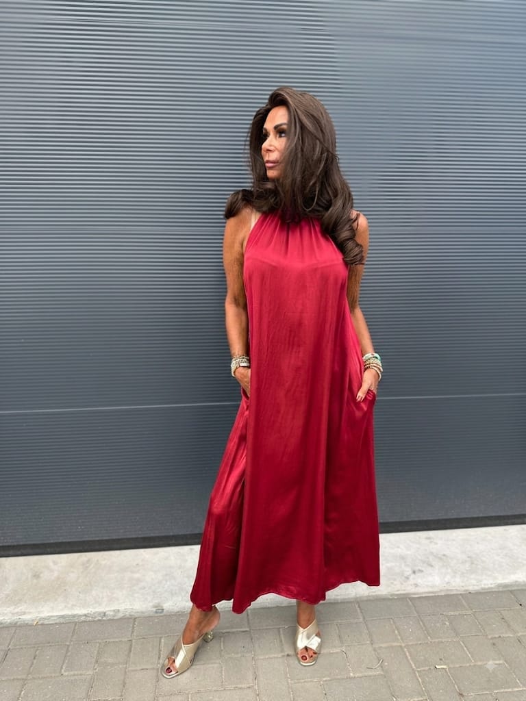 Halterjurk effen "show" Rood