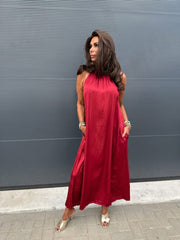 Halterjurk effen "show" Rood