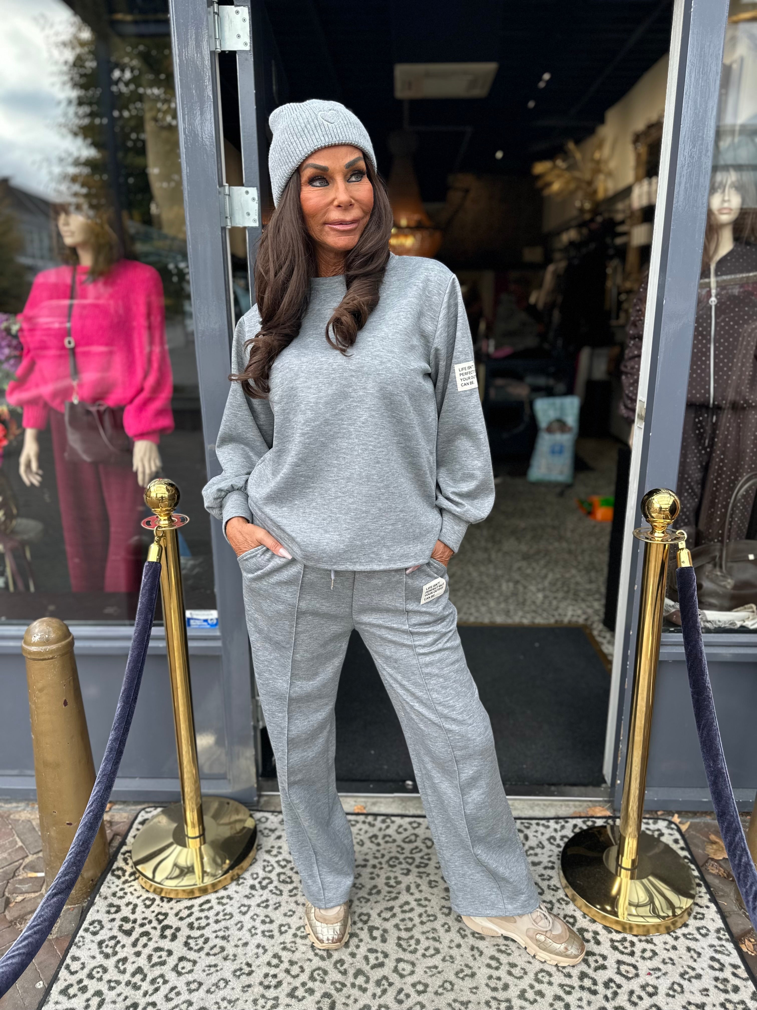 Tweedelig pak “Life” applicatie Grijs