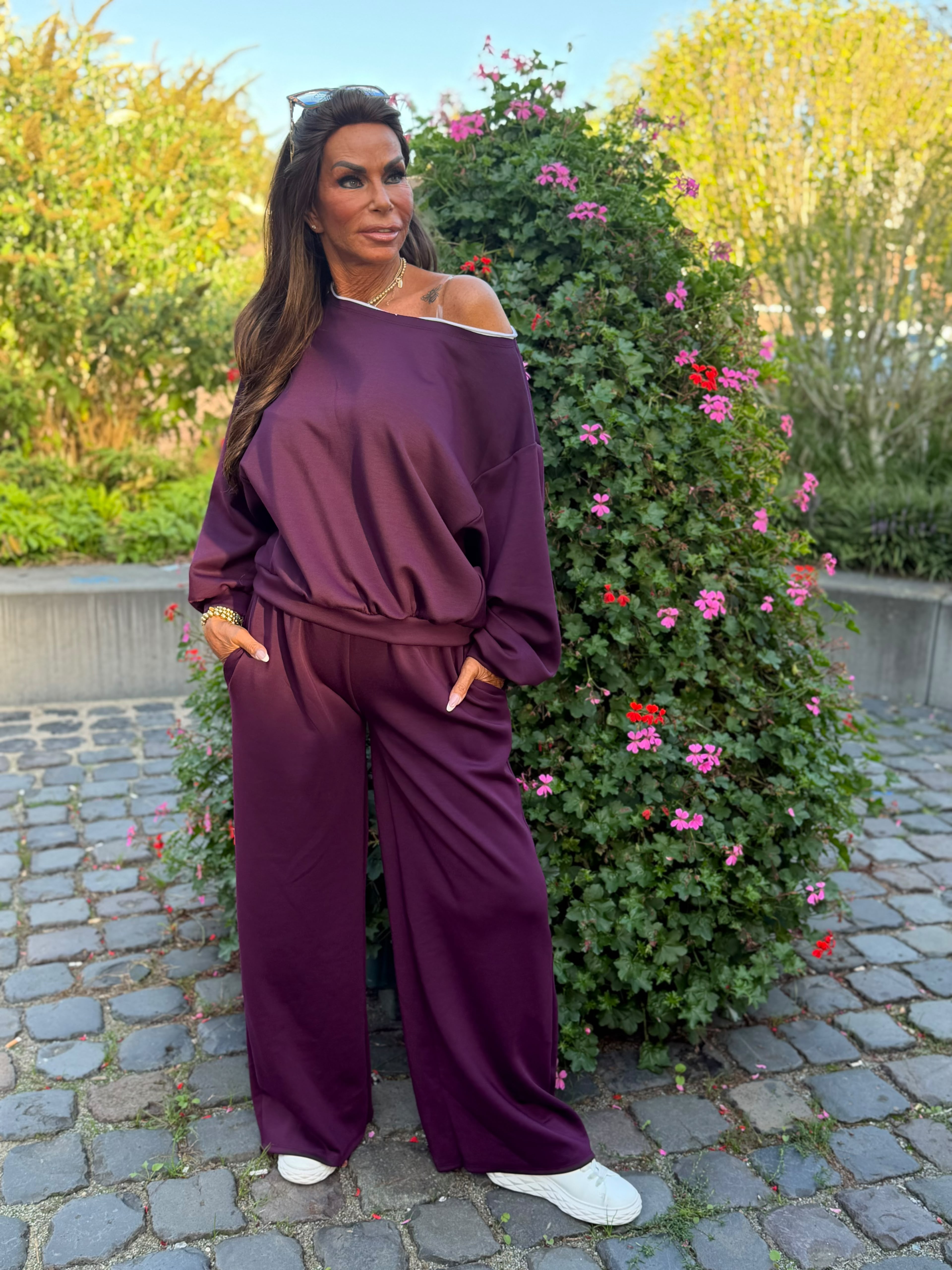 2 delig comfyset offshoulder aubergine