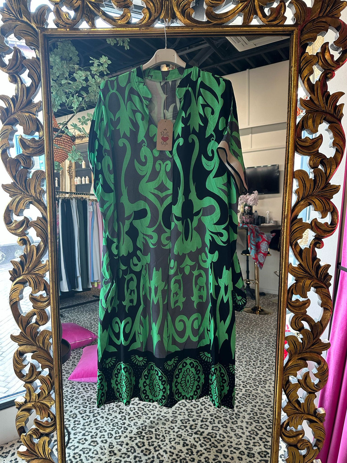 Jurk "Sky" Zwart/Groen