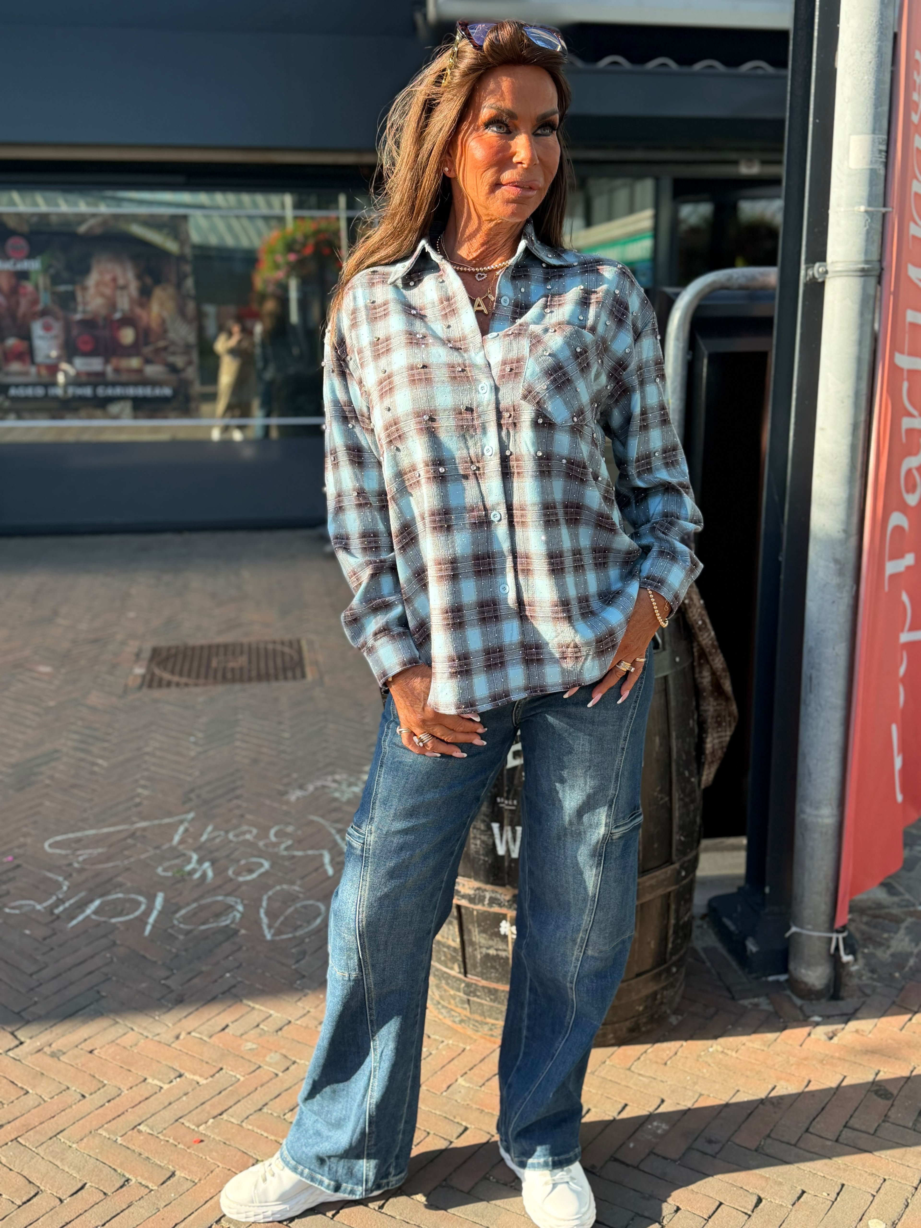 Blouse "Jenna" bling lichtblauw