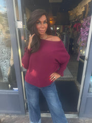 Ruffle top basic Bordeaux