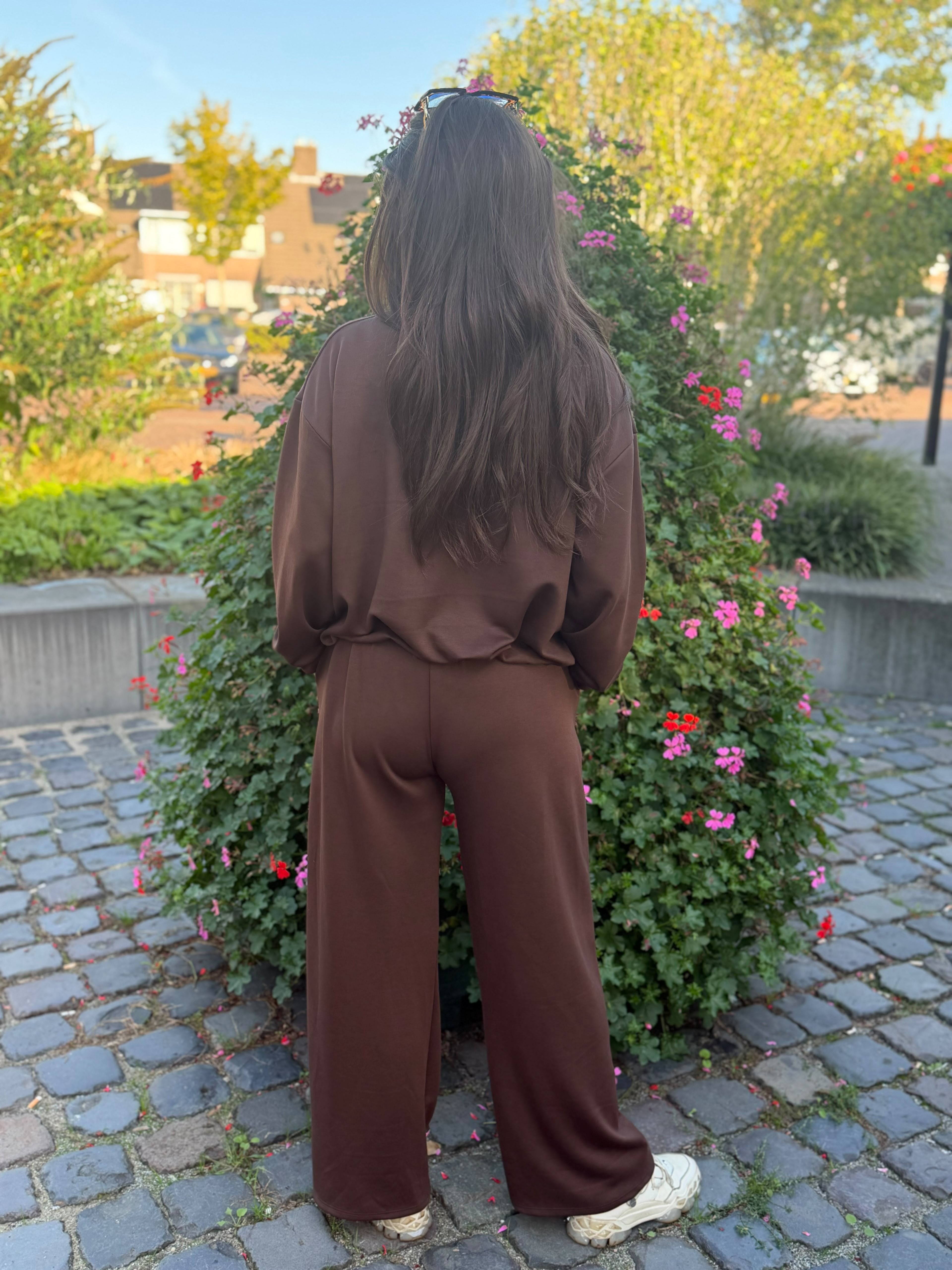 2 delig joggingset "ballon top" chocobruin
