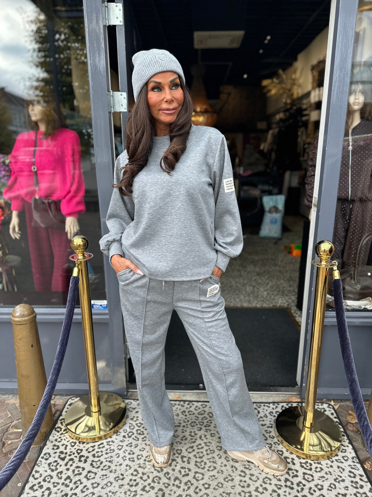 Tweedelig pak “Life” applicatie Grijs